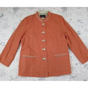 ADMONT CORAL LINEN JACKET HAND MADE BAVARIA WOMENS BLAZER EMBROIDERY BONE BTN 14